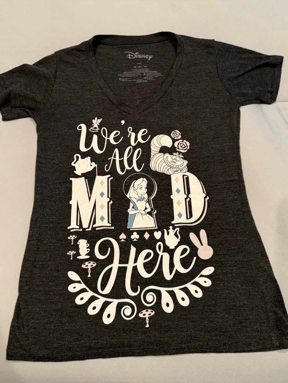 Disney Charcoal Alice in Wonderland 'We're All Mad Here' Graphic Tee